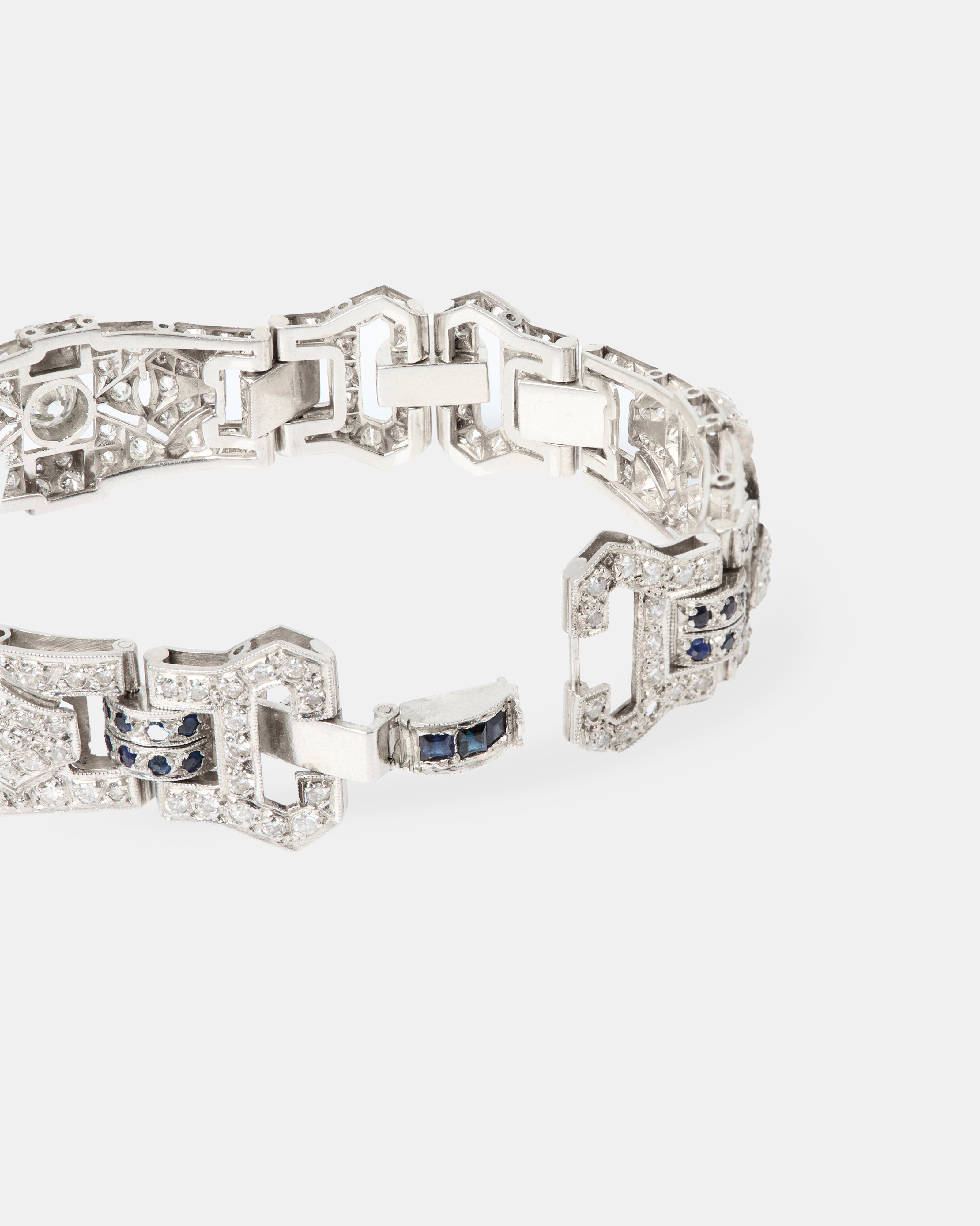 PULSERA ART DECÓ DE DIAMANTES Y ZAFIROS