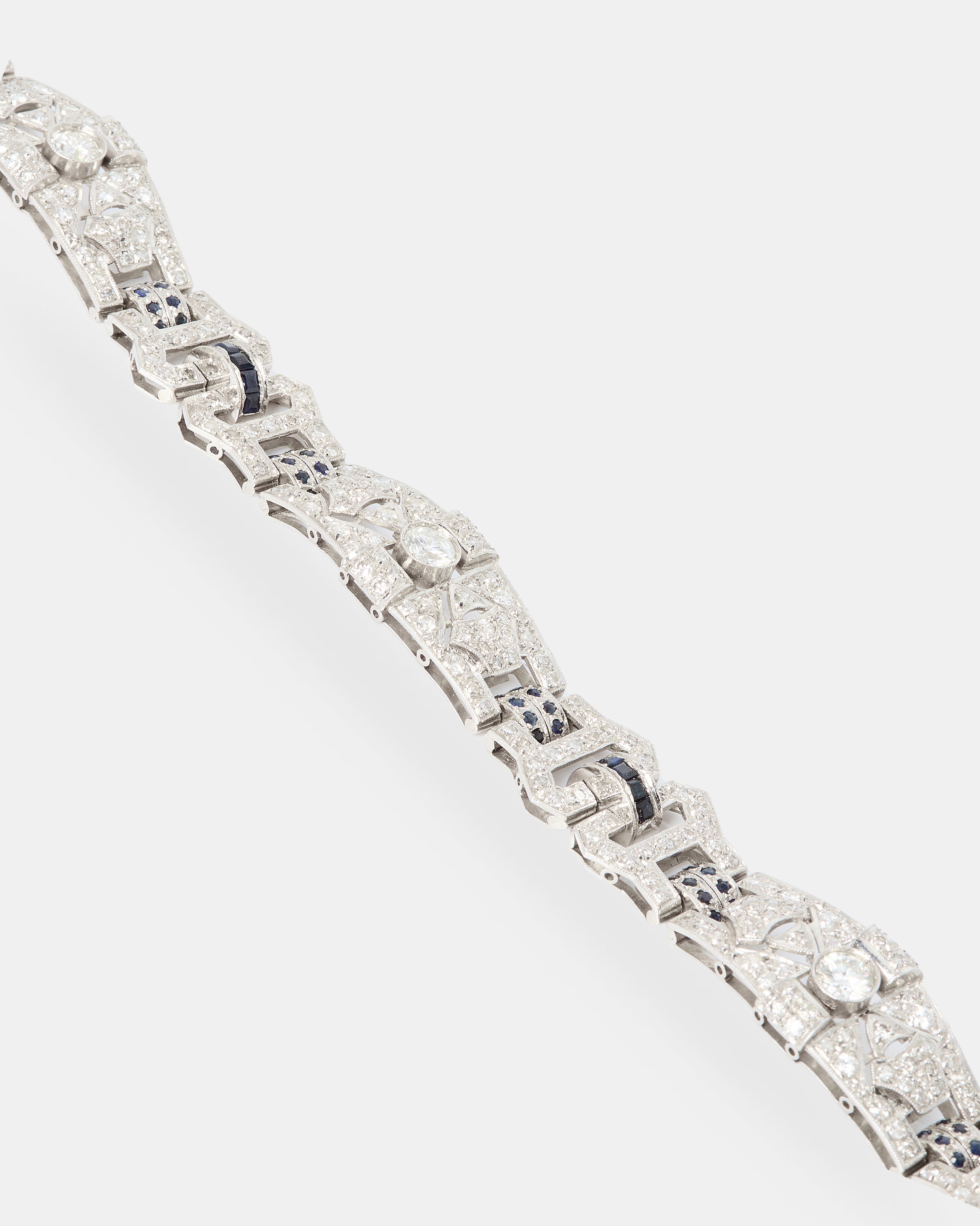 PULSERA ART DECÓ DE DIAMANTES Y ZAFIROS