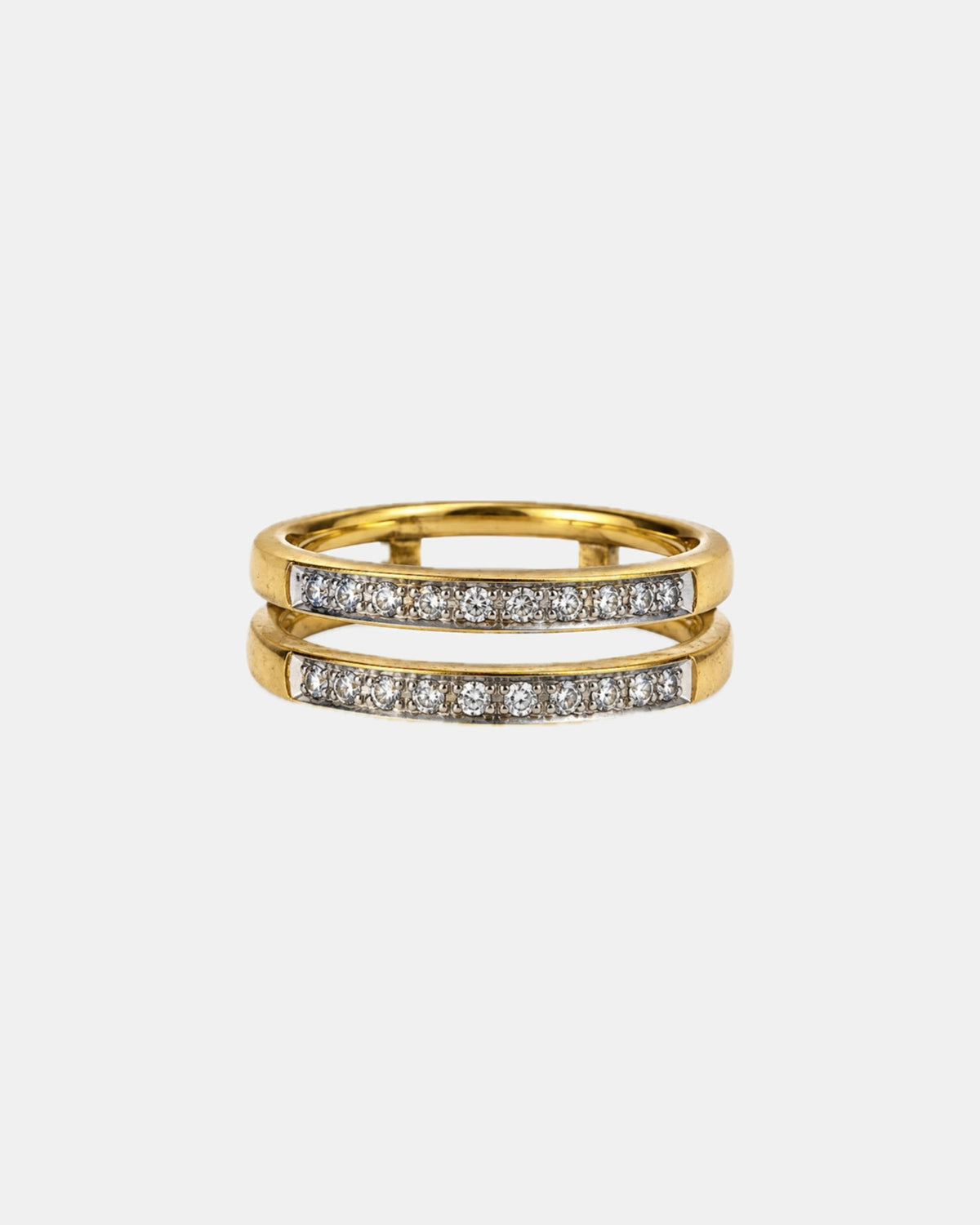 Conjunto de media alianzas intercambiables, Oro amarillo 18k, Rubí, Diamante, Esmeralda, Zafiro, Años 90