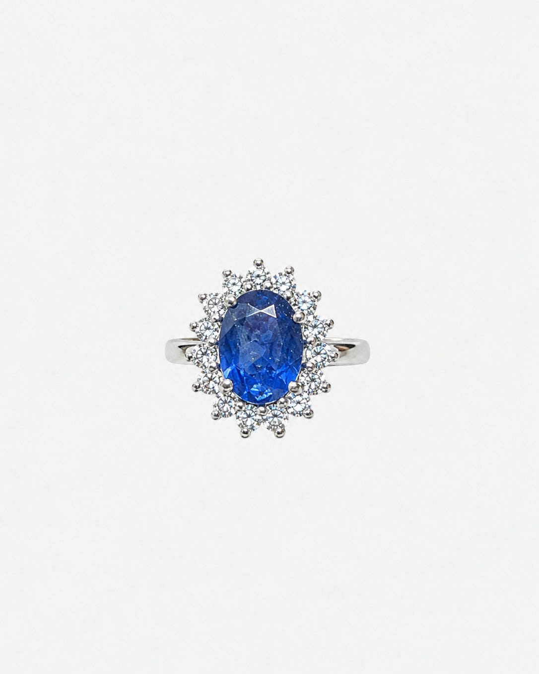 Roseta de zafiro y diamantes, Oro blanco 18k, Zafiro, Diamante, Joyería contemporánea
