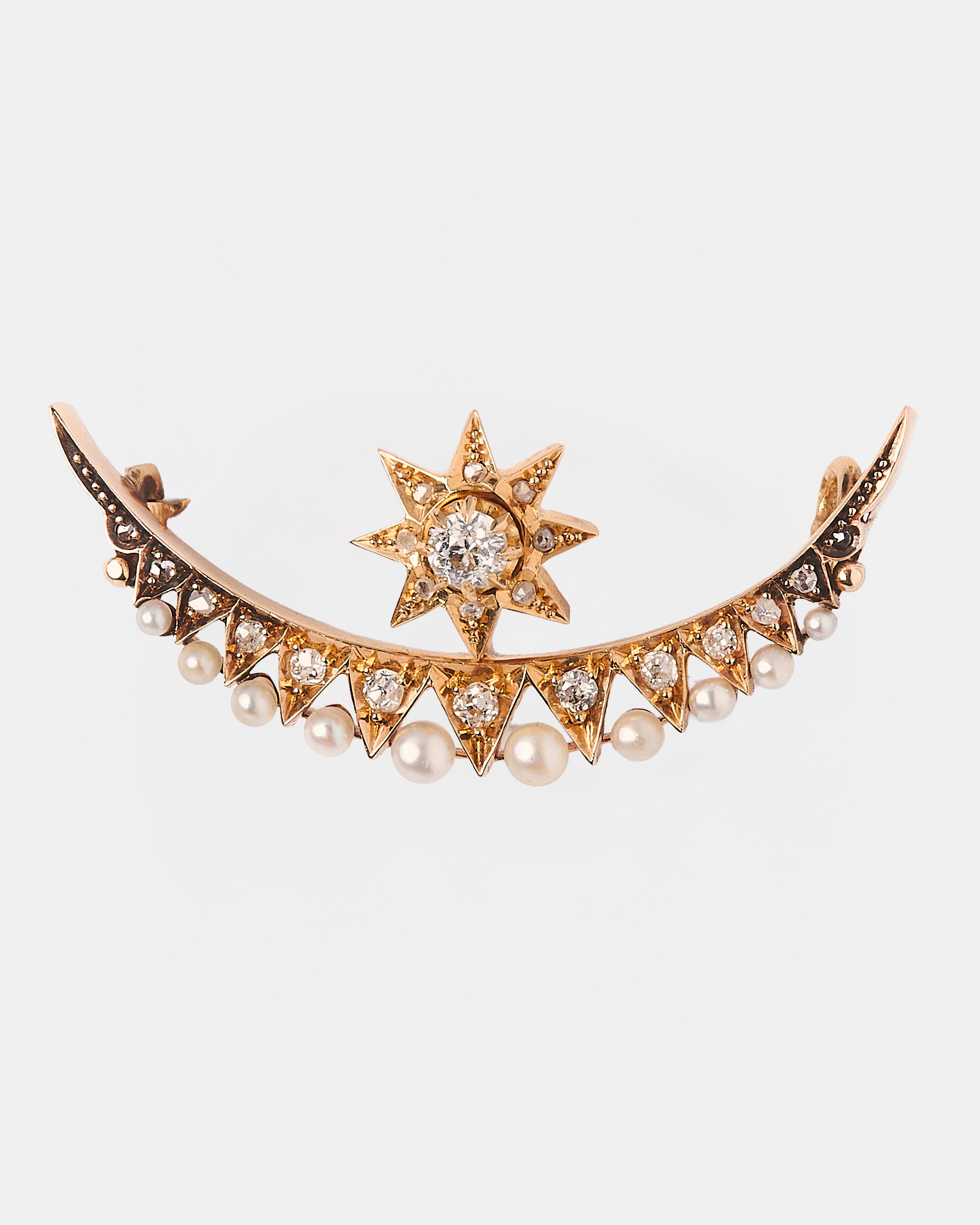 BROCHE MEDIA LUNA Y ESTRELLA