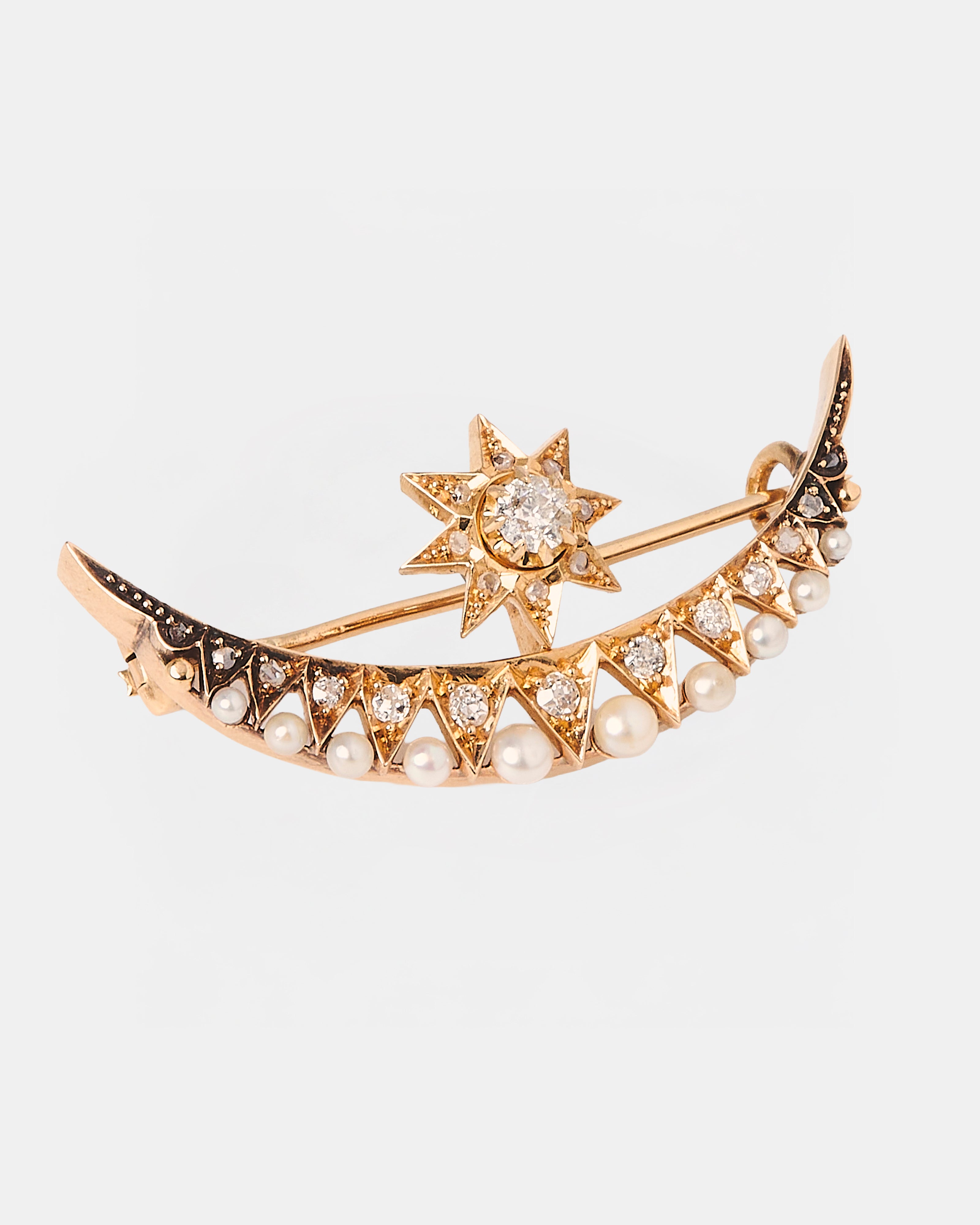 BROCHE MEDIA LUNA Y ESTRELLA