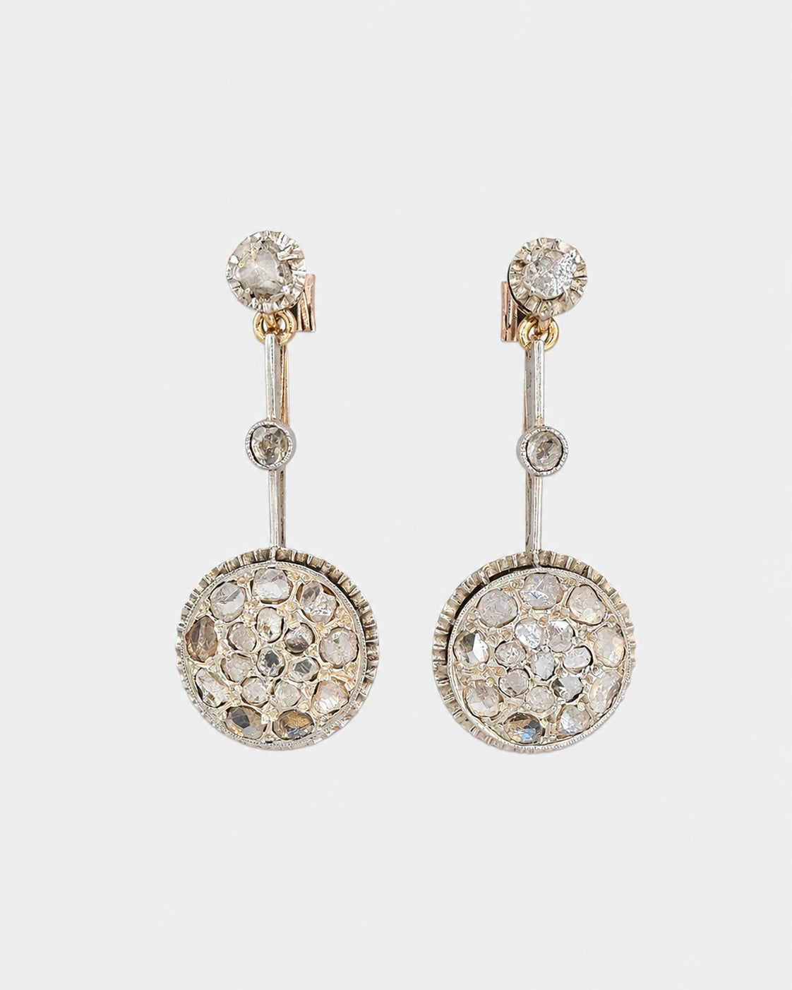 Roseton antiguo, Oro rosa 18k, Platino, Diamante, Victoriano